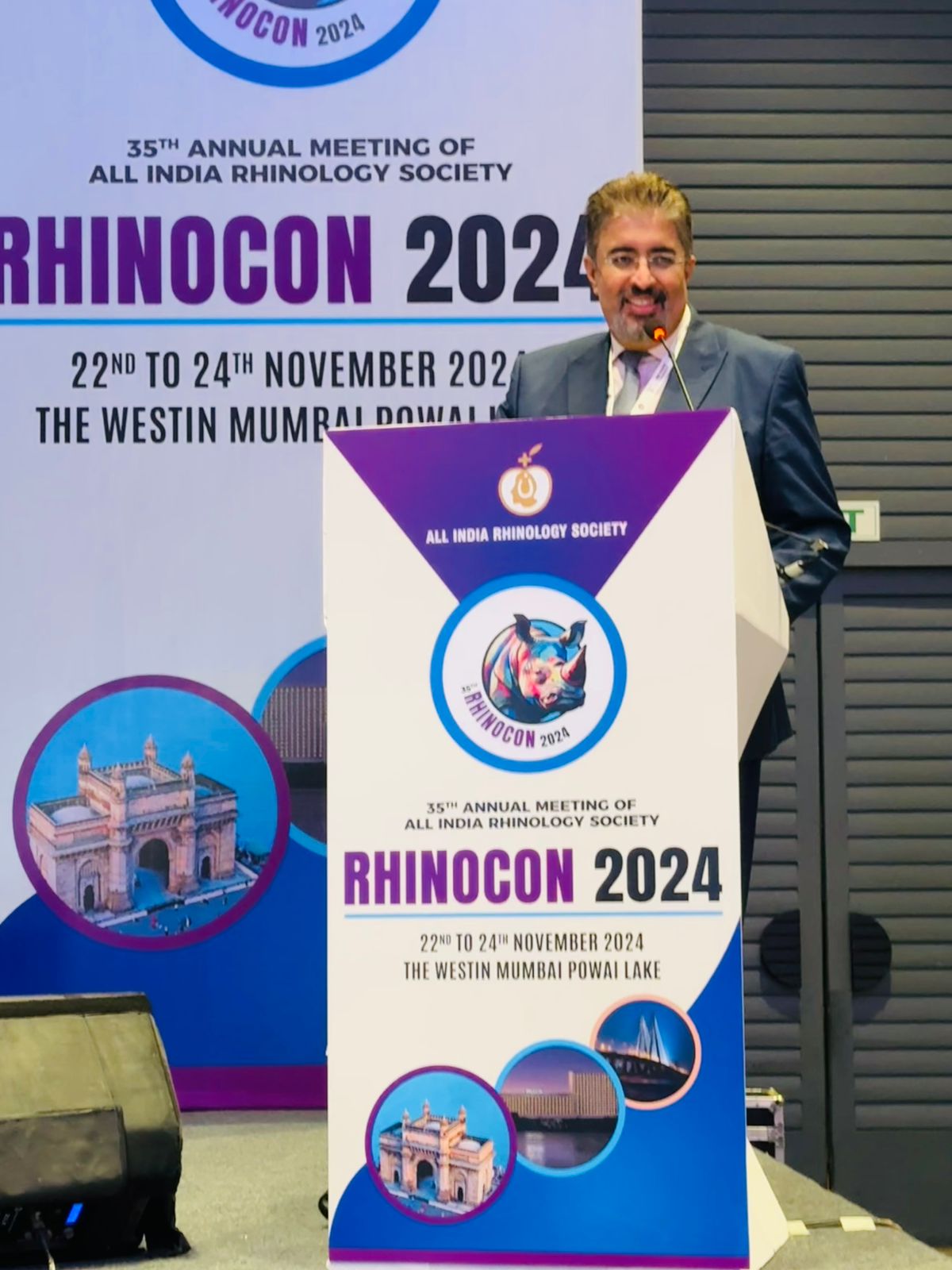 Mr Paun speaking at RHINOCON 2024, All India Rhinology Society